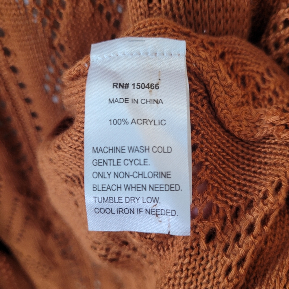 Market & Spruce Openwork Knit Cardigan - Rust - Picture 7 of 14